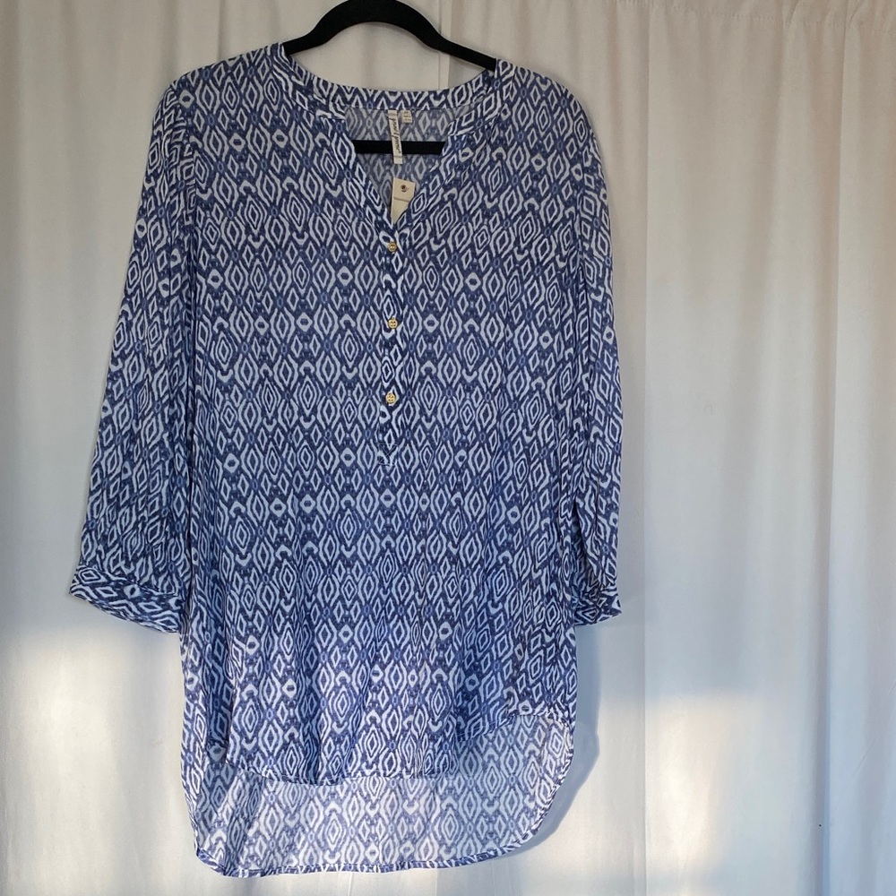 Grand & Greene Blue Geometric Tunic